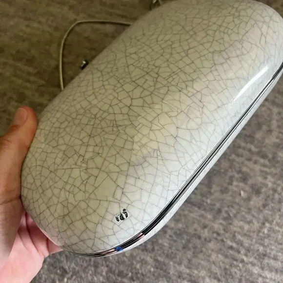 Jeffrey Levinson Elina Cracked Porcelain chrome hardware womens clutch bag purse - Picture 6 of 12